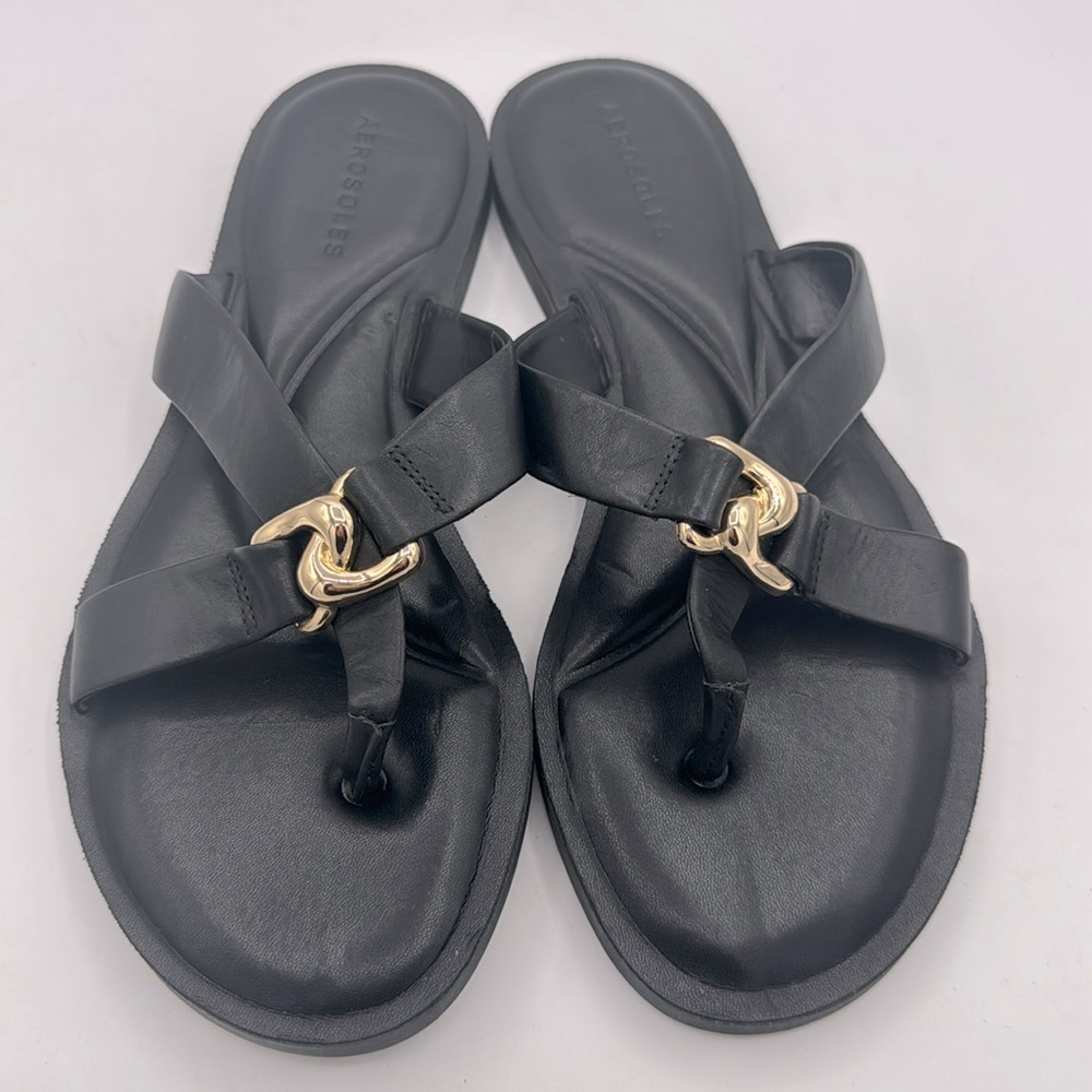 Aerosoles Black leather, Gaia Sandals great condition